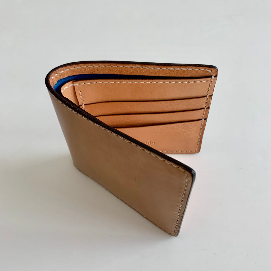 Hand-Stitched Natural Shell Cordovan Shinki Hikaku Bi-Fold Wallet - Tempo