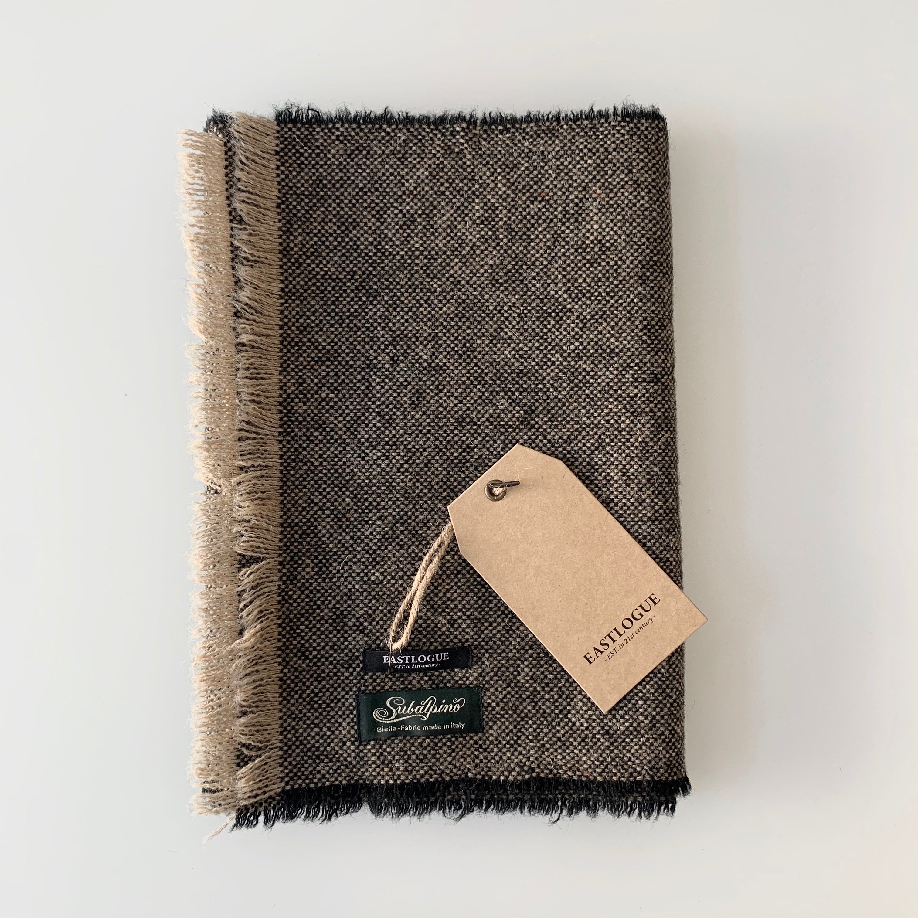 Wool Scarf - Beige Block Check - Tempo