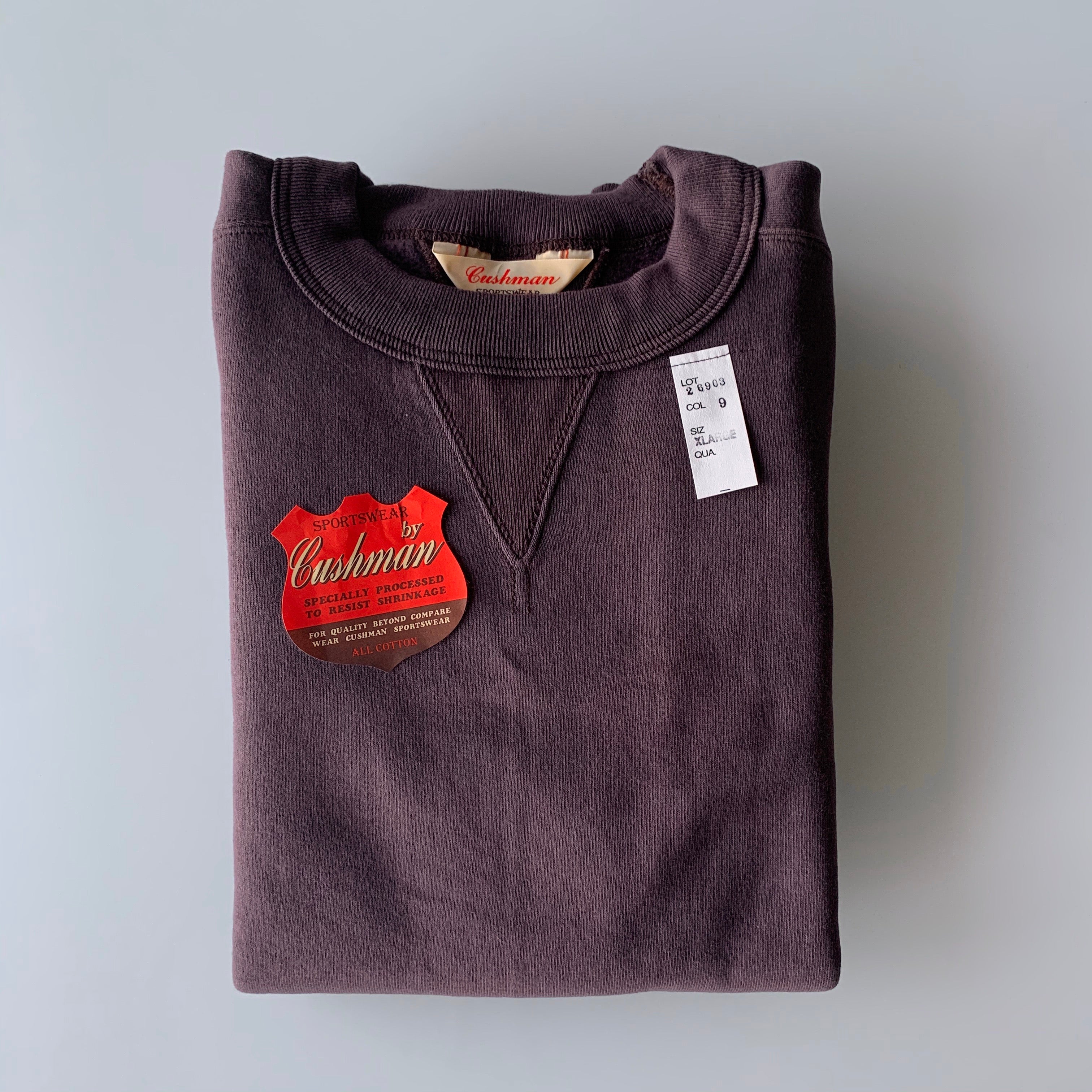 Tsuri-Ami Loopwheel Freedom-Sleeve Sweatshirt in Purple Brown