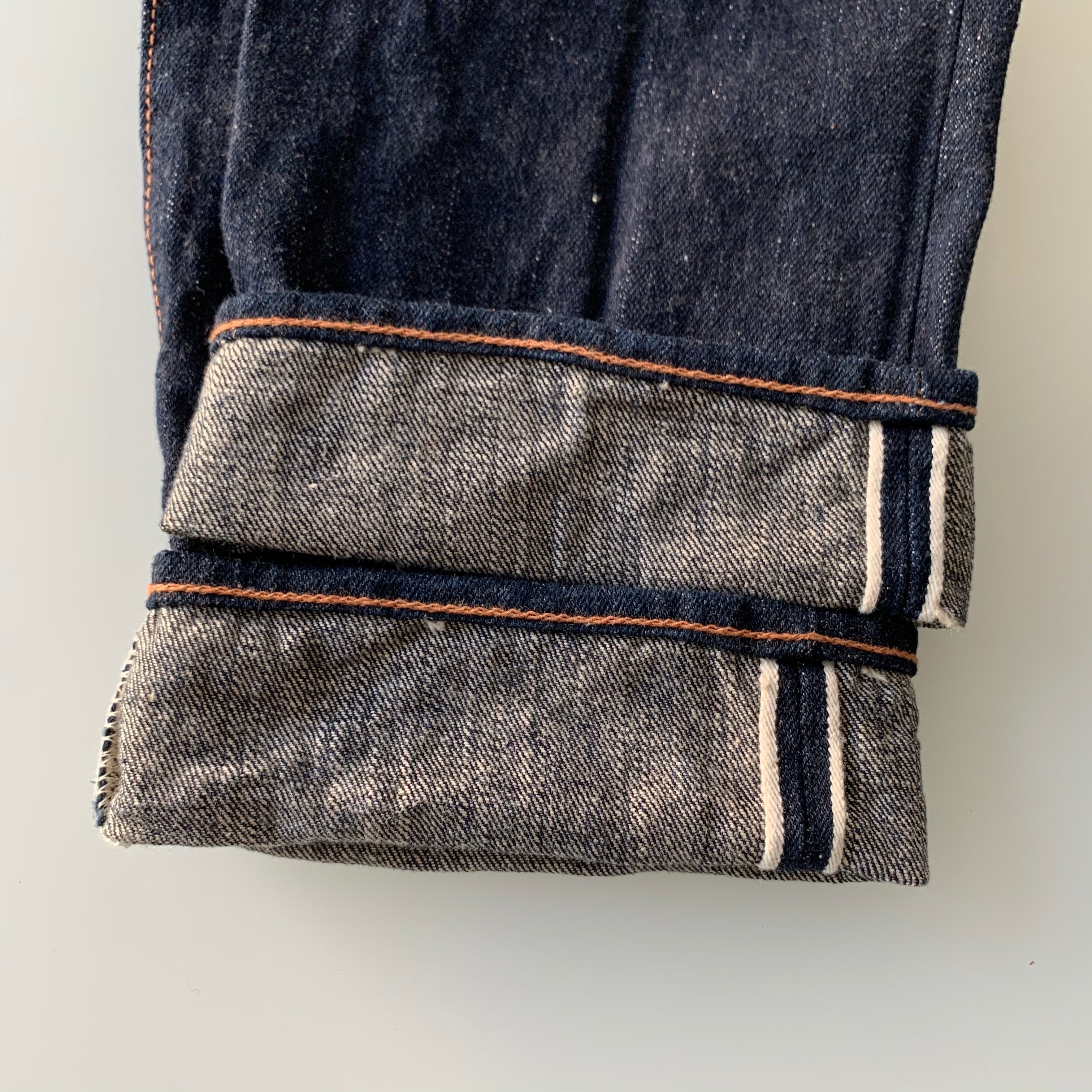 Natural Indigo Red Cast 15.5oz Selvedge Slim Straight Slub Jeans - OW (850) - Tempo