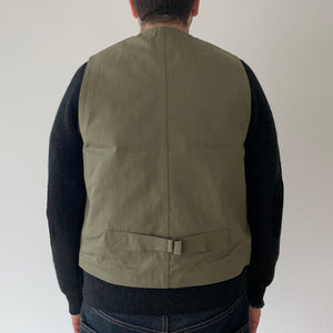 Ragtime Cotton Herringbone Civilian Deck Vest in Army Green