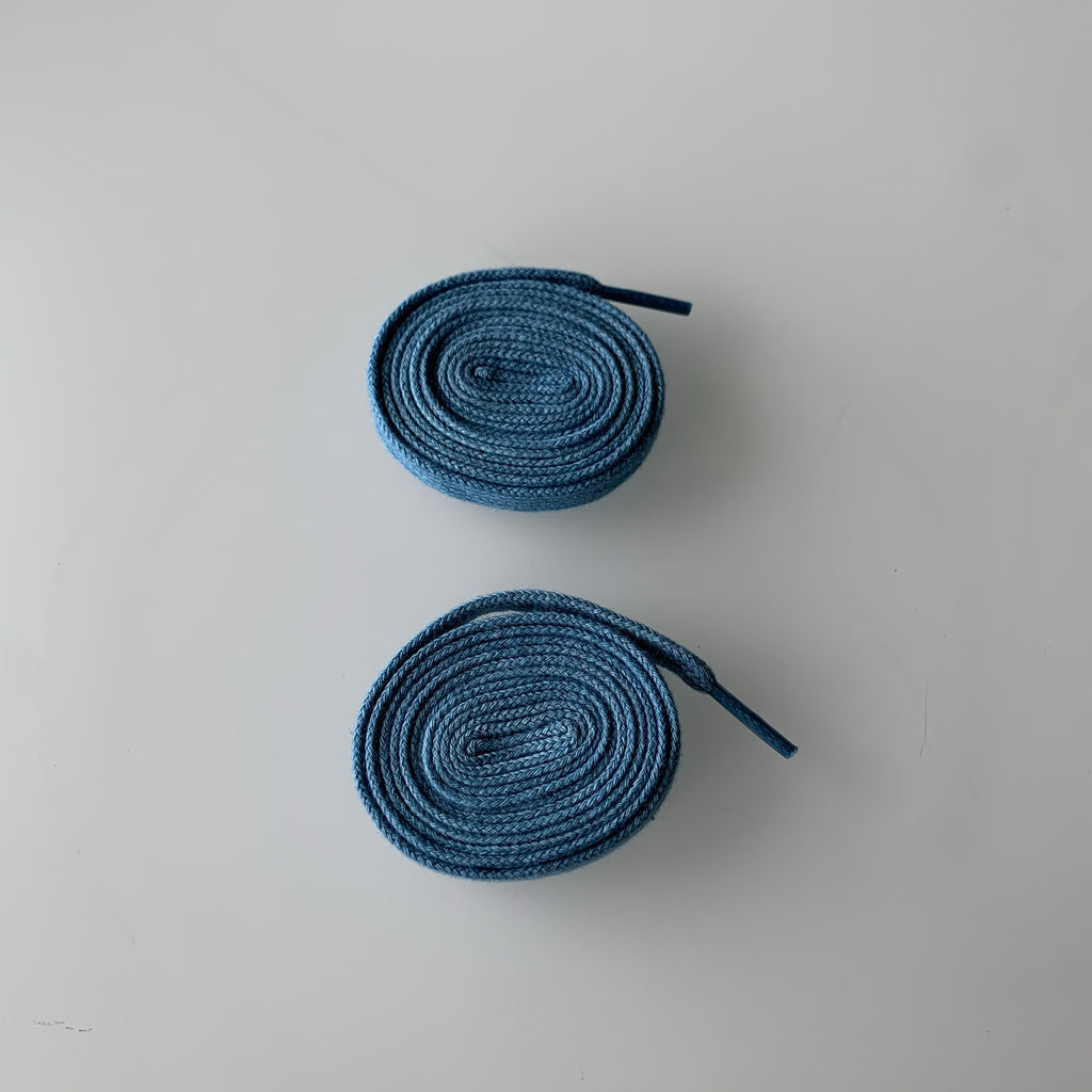 Flat Shoelaces - Light Indigo - Sukumo Natural Indigo Hand-Dyed - Tempo