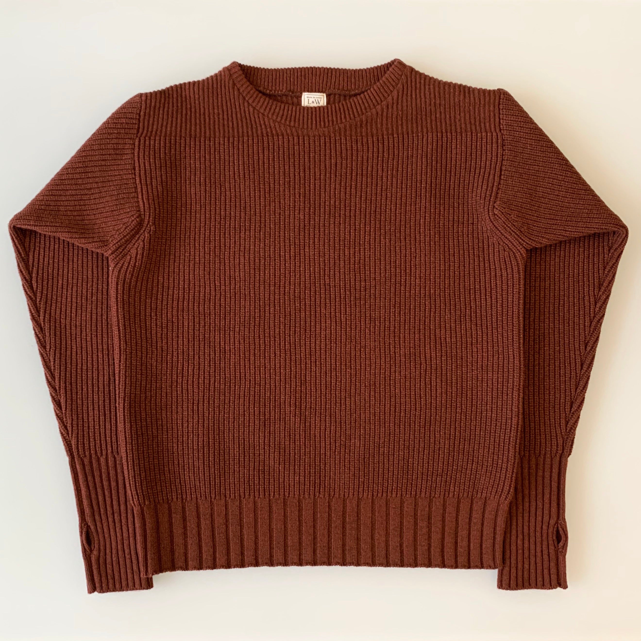 Merino Super Lamb British Classic Boatneck Sweater in Ruby Brown - Tempo