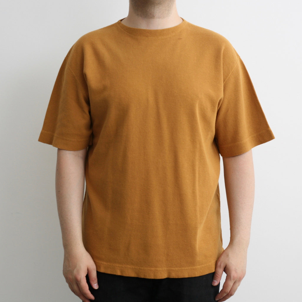 Military Rib Knit Short-Sleeve Boatneck in Mustard - Tempo