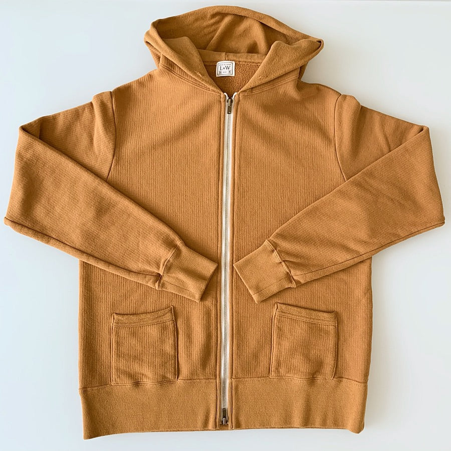 Striped Face French Terry 50’s Double Zip Parka in Mustard - Tempo