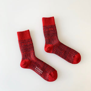 Wool Jacquard Socks in Red - Tempo