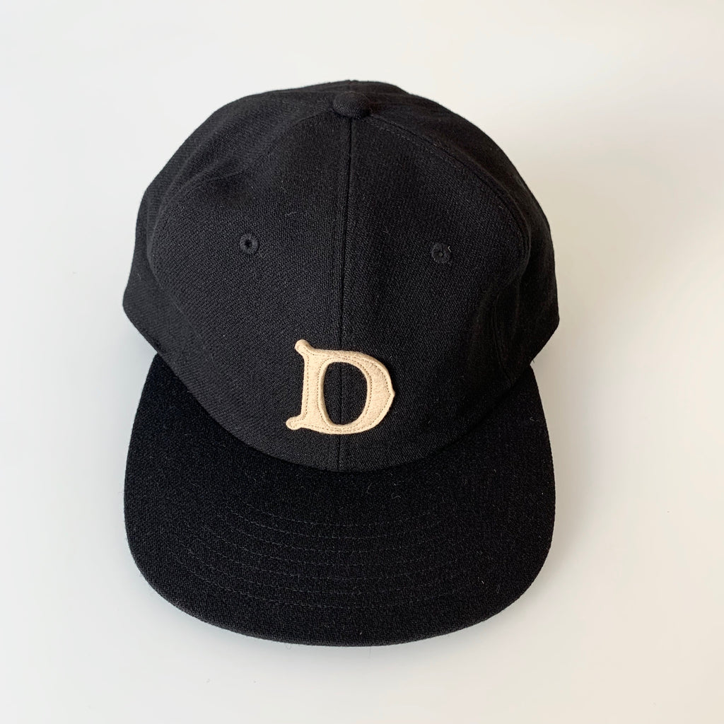 Baseball Cap in Black Wool Cotton - Tempo