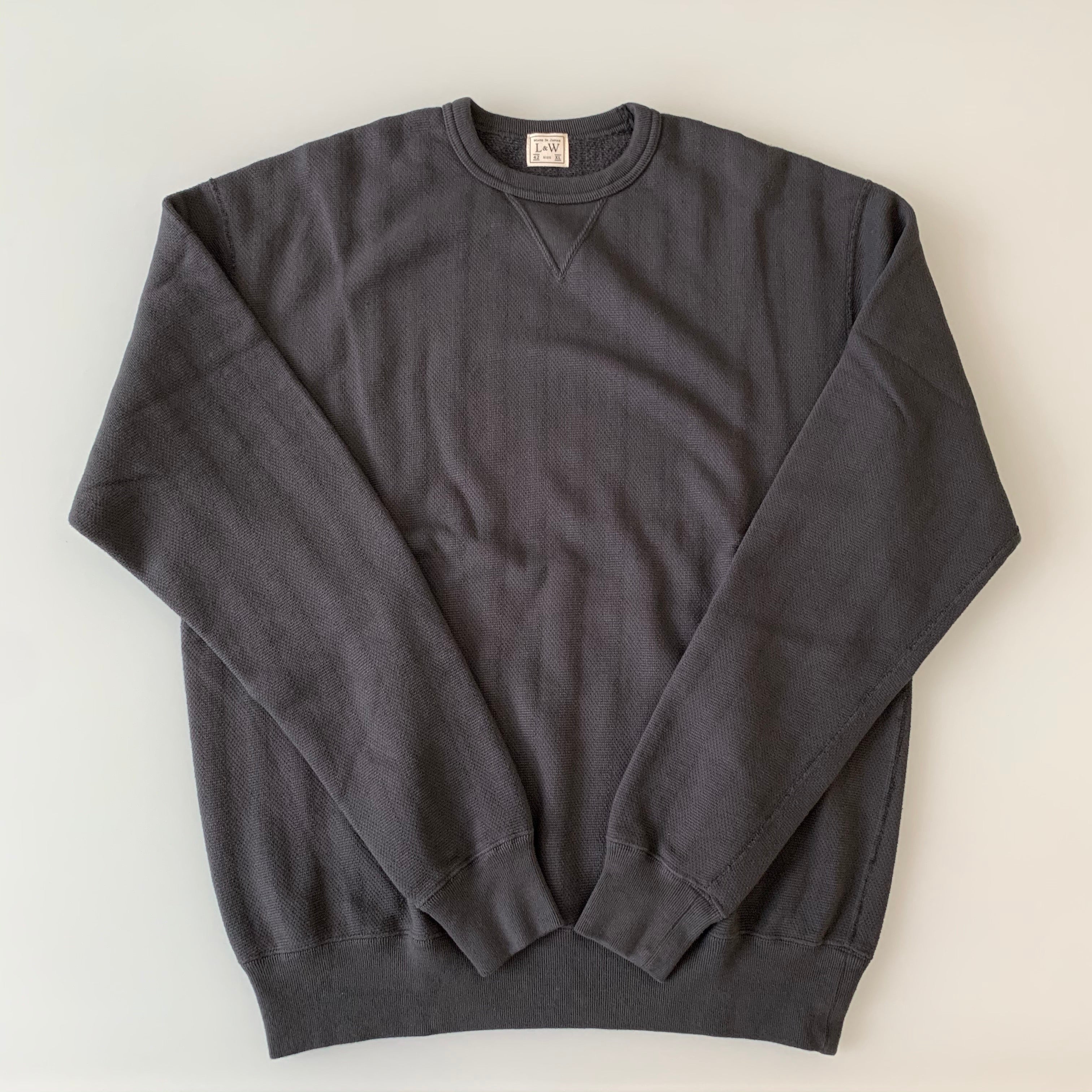Vintage Jacquard Knit V-Gusset Sweatshirt in Antique Black