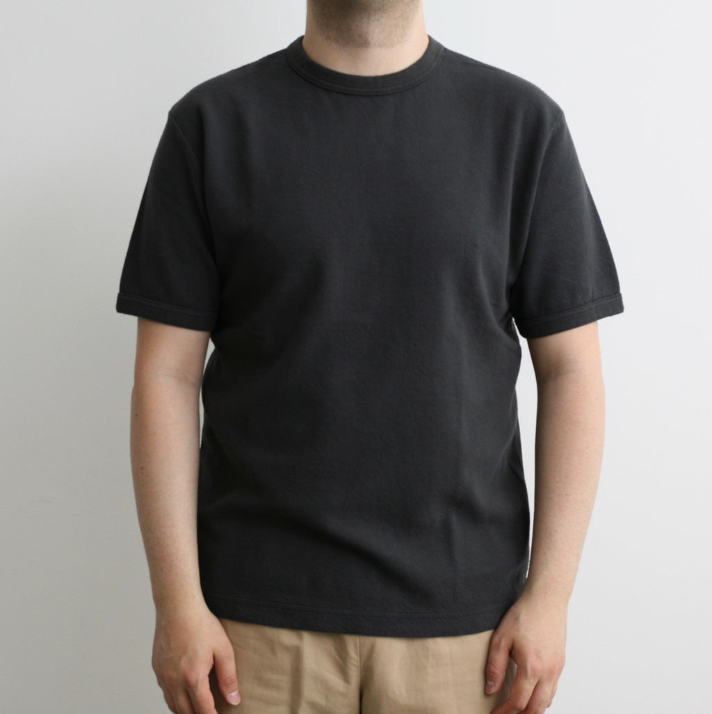 Twill Face Knit Military Crewneck in Antique Black - Tempo