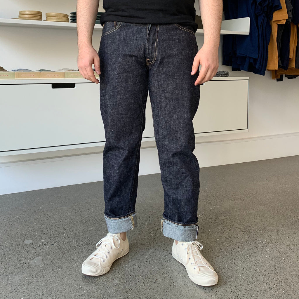 Premium 15.3oz. TK903 Relax Tapered Natural Indigo Selvedge Denim Pants - OW - Tempo