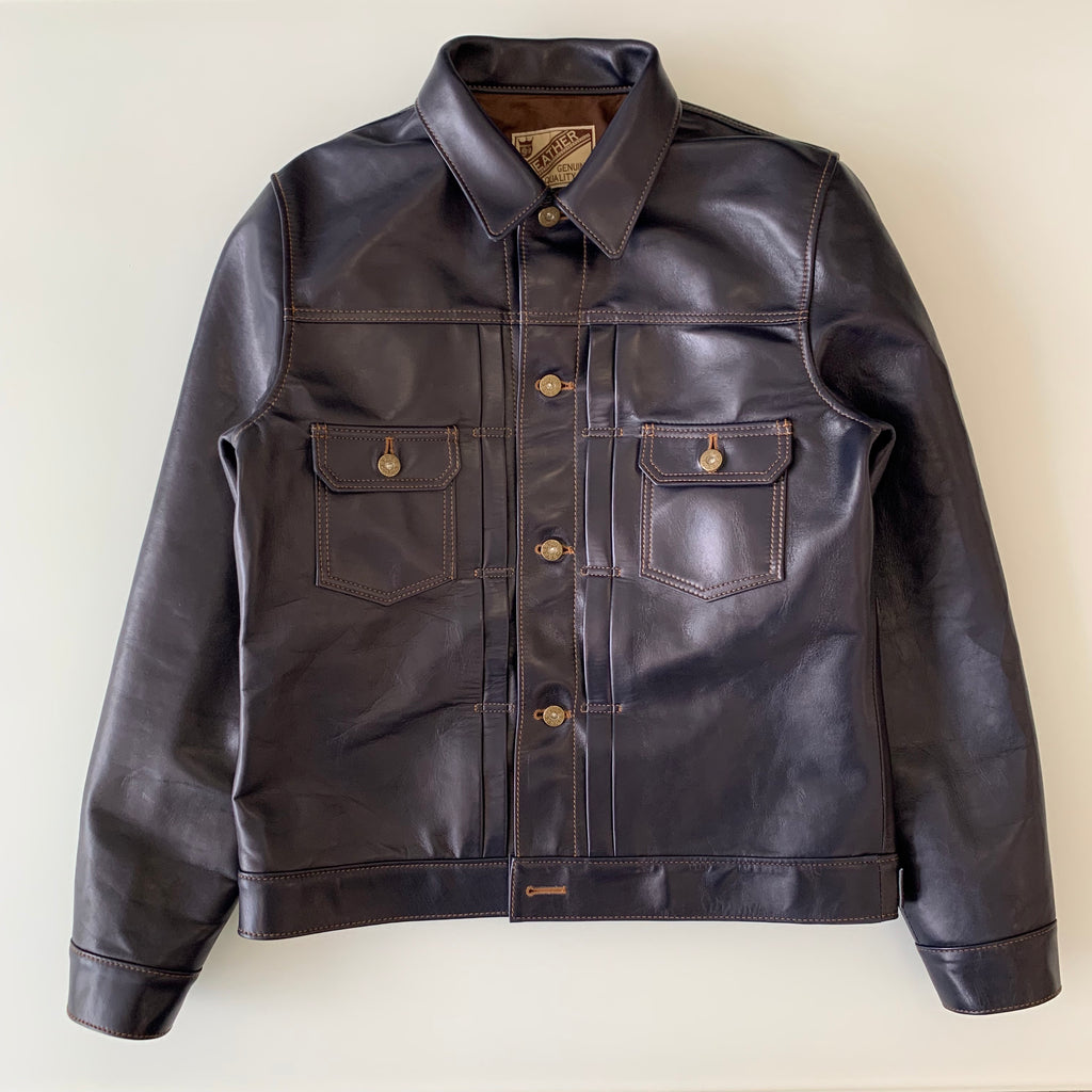 Indigo Dyed Horse Hide Type II G Jacket (IB-141) - Tempo