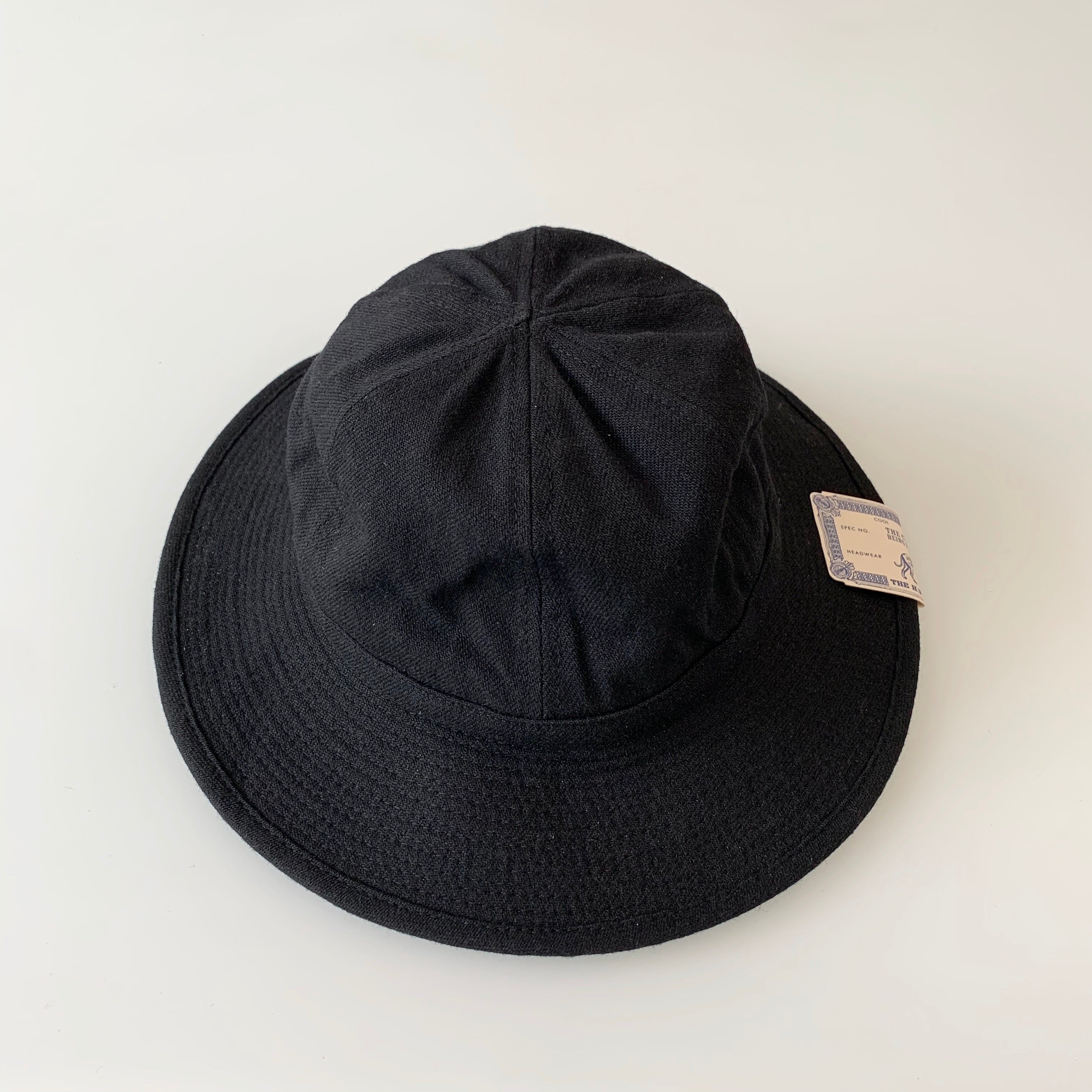Fatigue Hat in Black Wool Cotton Serge - Tempo