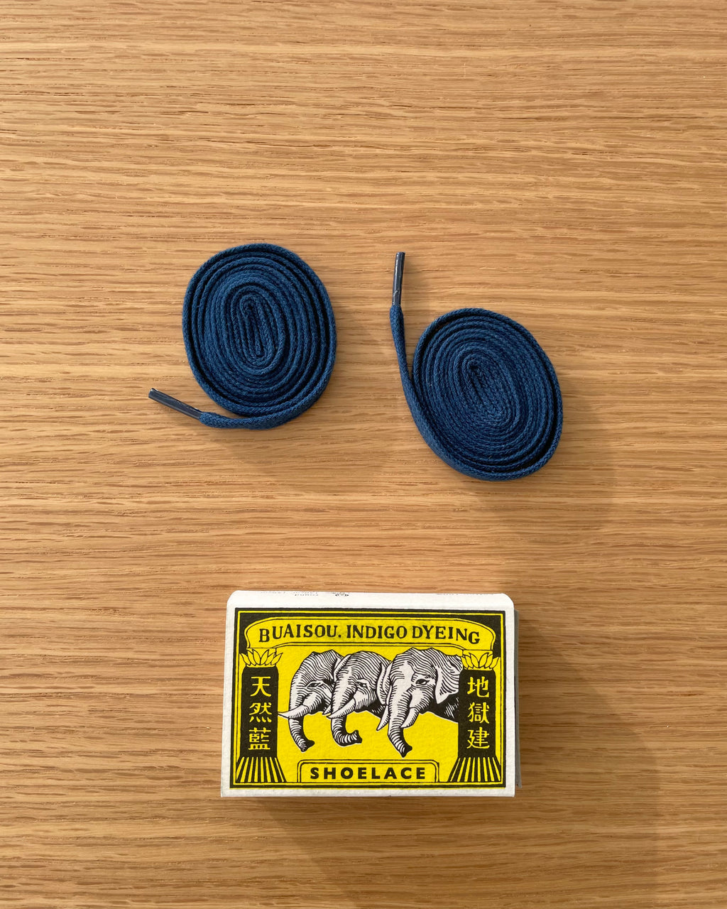 Flat Shoelaces - Indigo  - Sukumo Natural Indigo Hand-Dyed - Tempo