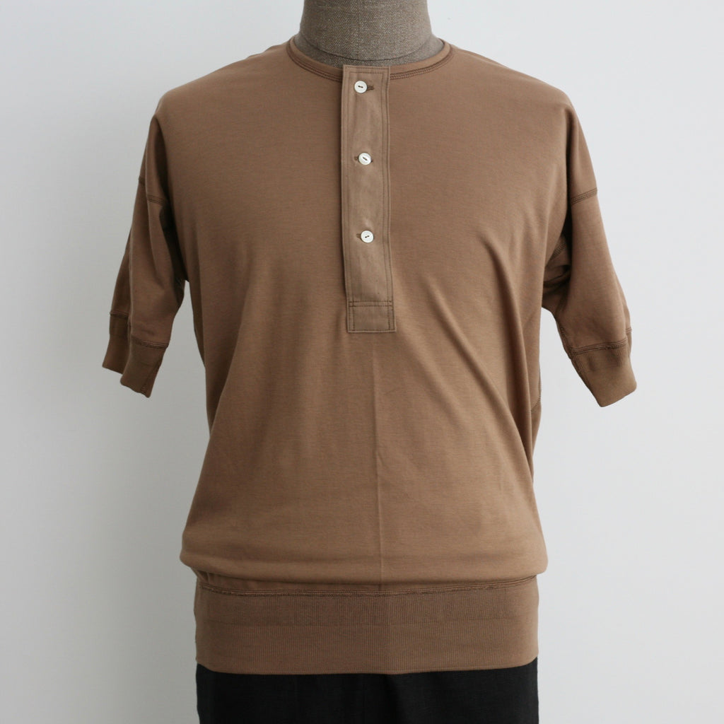 US002 Henley Neck Short Sleeve in Rustic Brown - Tempo