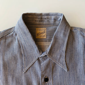 Ragtime Hickory Stripe Triple Stitch Cotton Shirts in Blue