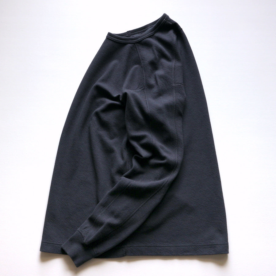 Twill Face Knit L/S Crewneck in Antique Black - Tempo