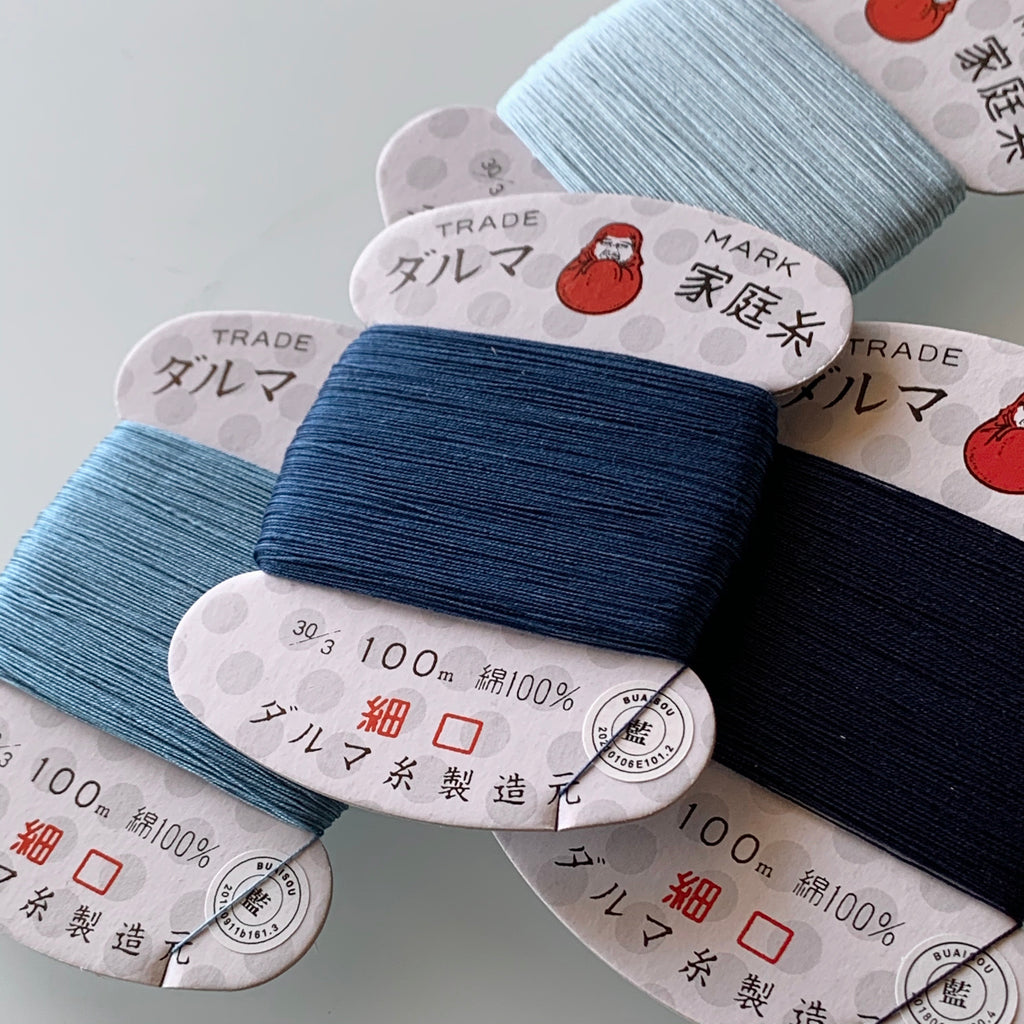 Hand Sewing Cotton Thread in Dark Indigo - Sukumo Natural Indigo Hand-Dyed - Tempo
