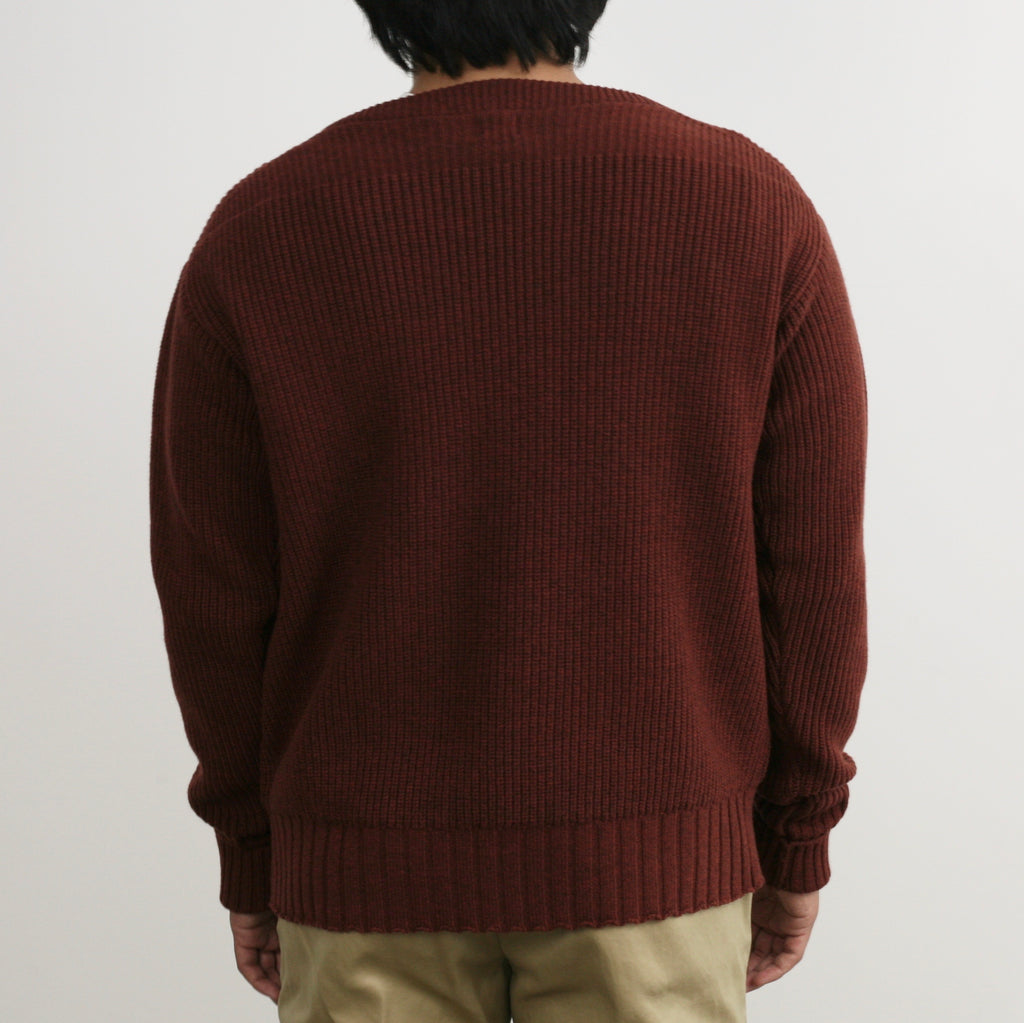 Merino Super Lamb British Classic Boatneck Sweater in Ruby Brown - Tempo