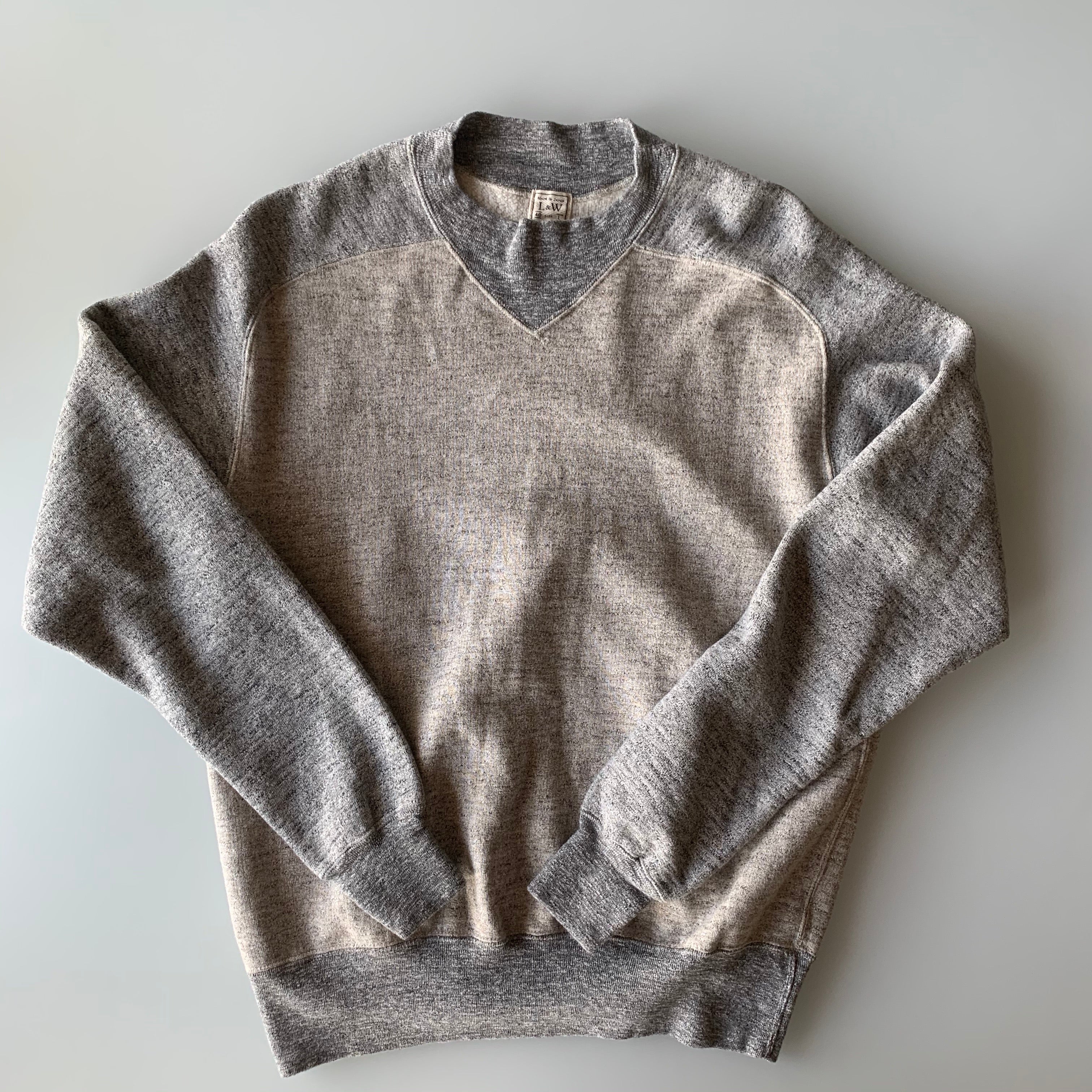 Vintage Slub Cotton 1930's Raglan Sweatshirt in Heather Brown x Heather Grey