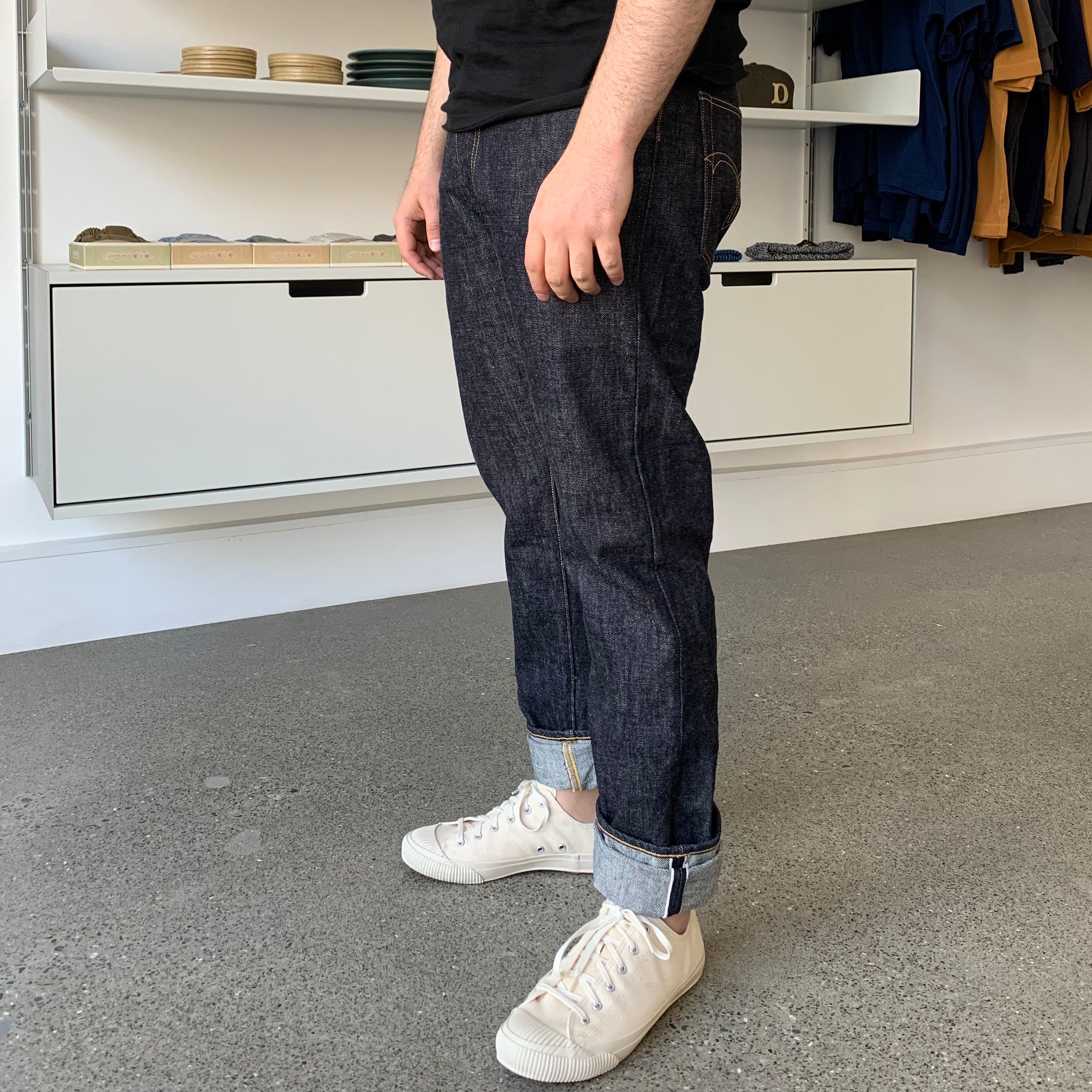 Premium 15.3oz. TK903 Relax Tapered Natural Indigo Selvedge Denim Pants - OW - Tempo