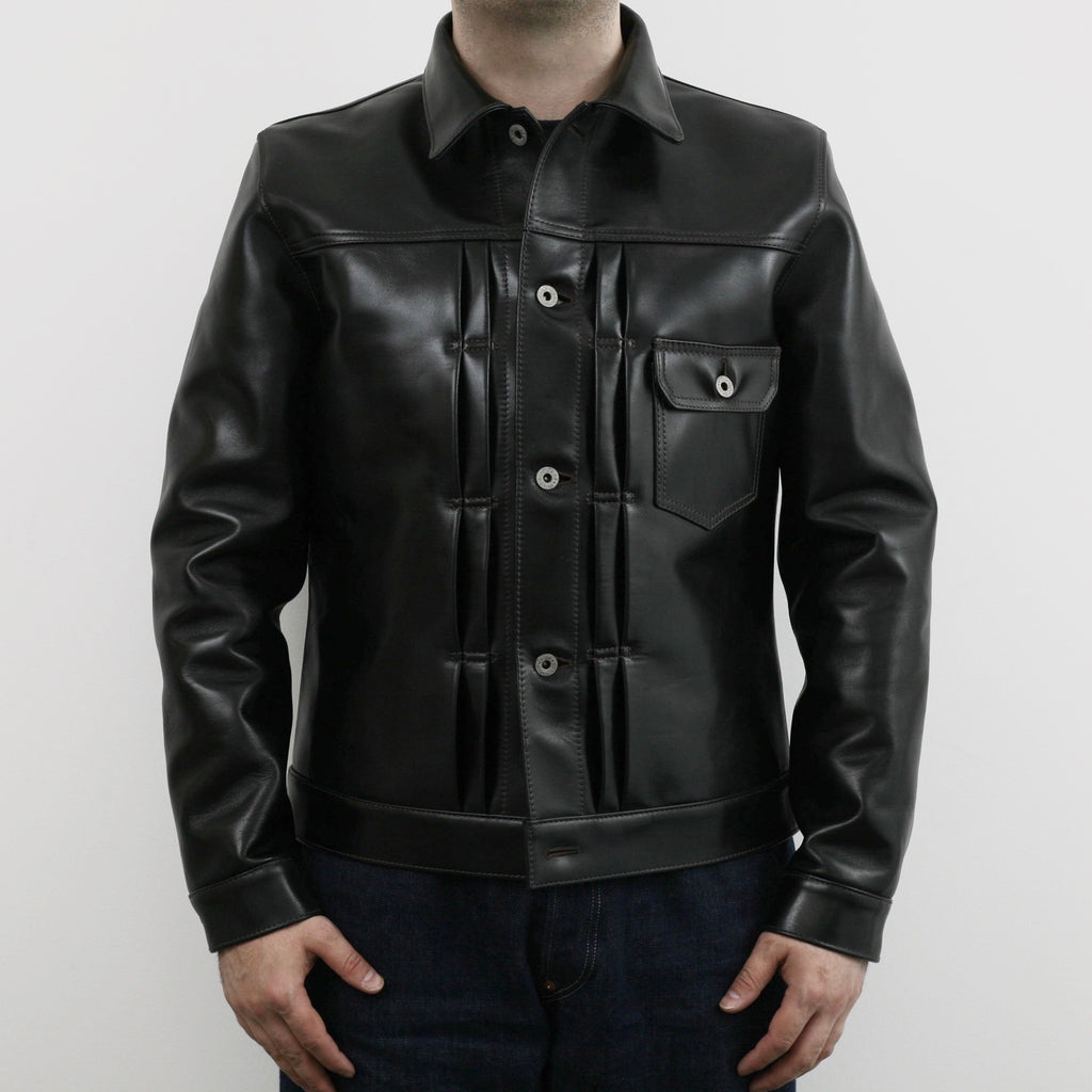 Teacore Aniline Horsehide Type I G Jacket in Black (LB-140) - Tempo