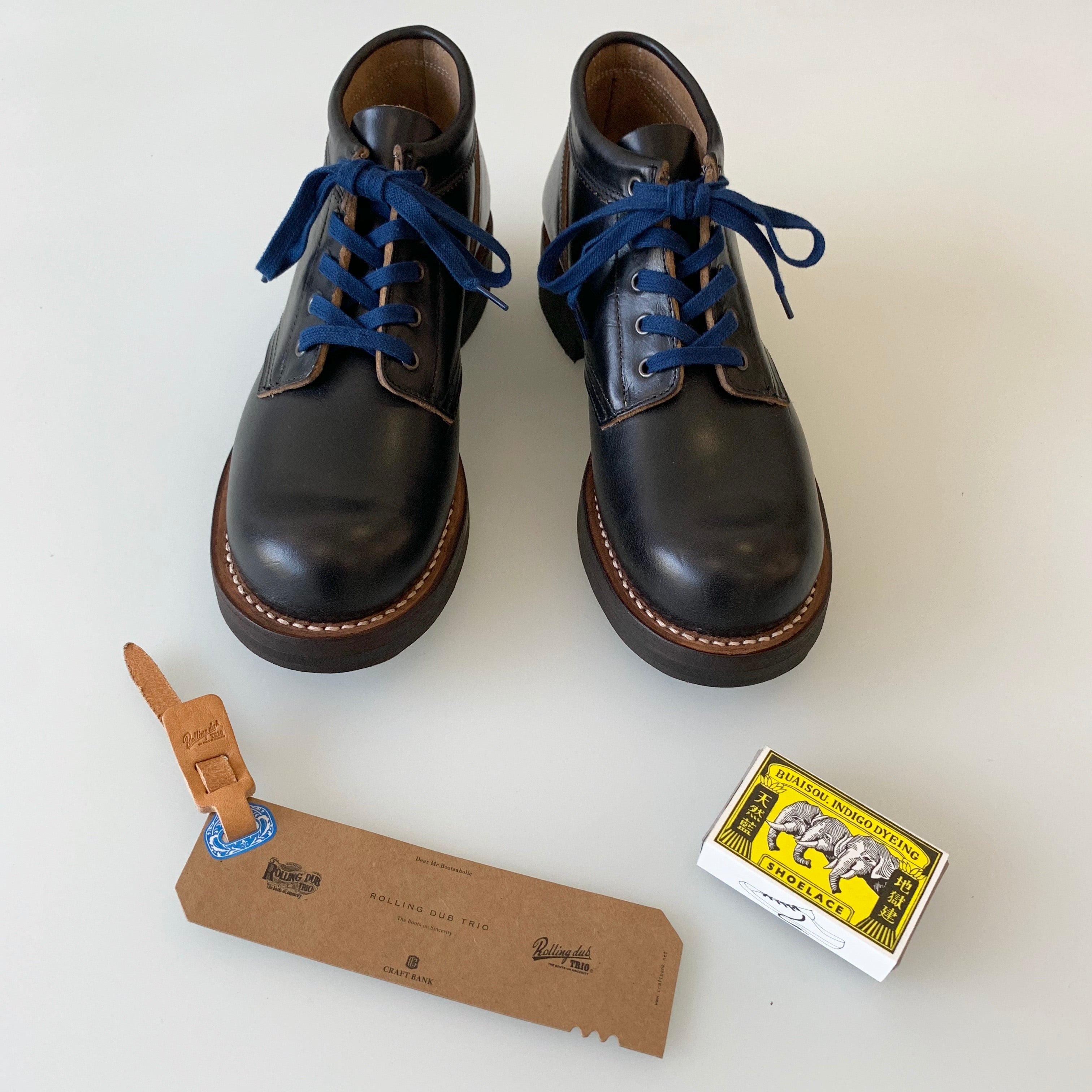 Flat Shoelaces - Indigo  - Sukumo Natural Indigo Hand-Dyed - Tempo