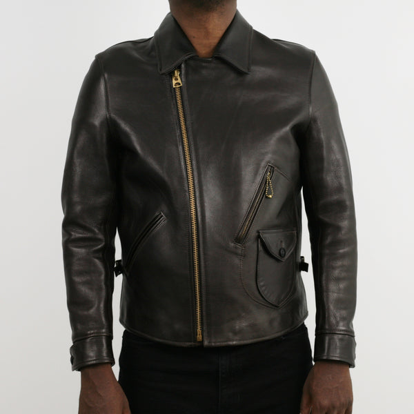 Limited - Vegetable Tanned Hand-Dyed Horsehide D-Pocket Double Riders  Jacket in Brown (HR-56)