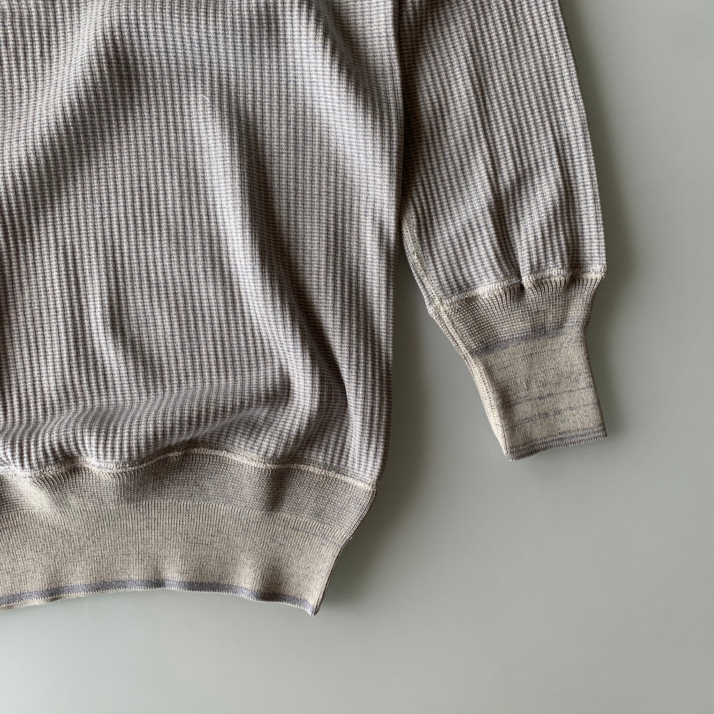 US001 Swedish Army Rib Henley Neck Long Sleeve in Mottled Light Blue - Tempo