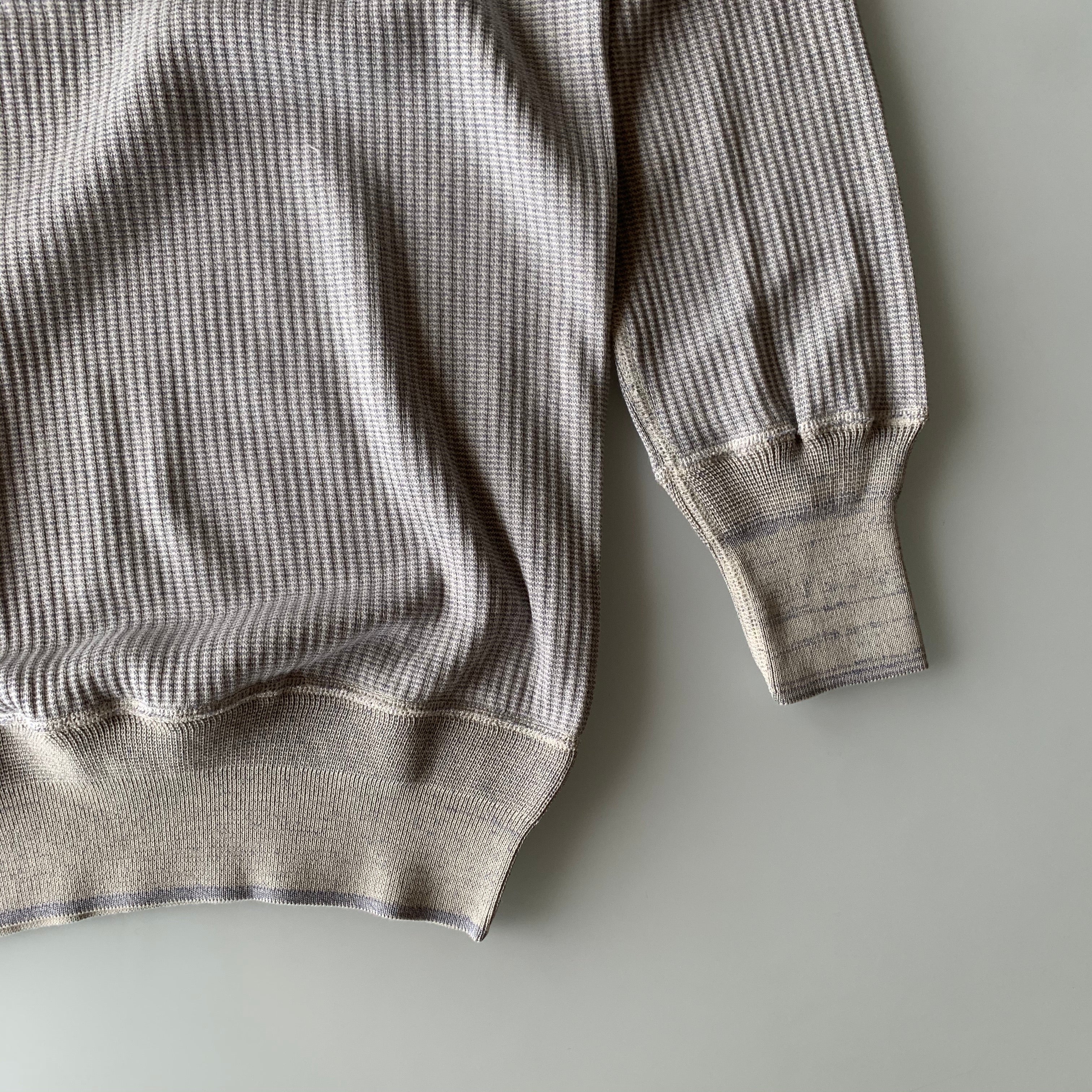 US001 Swedish Army Rib Henley Neck Long Sleeve in Mottled Light Blue - Tempo