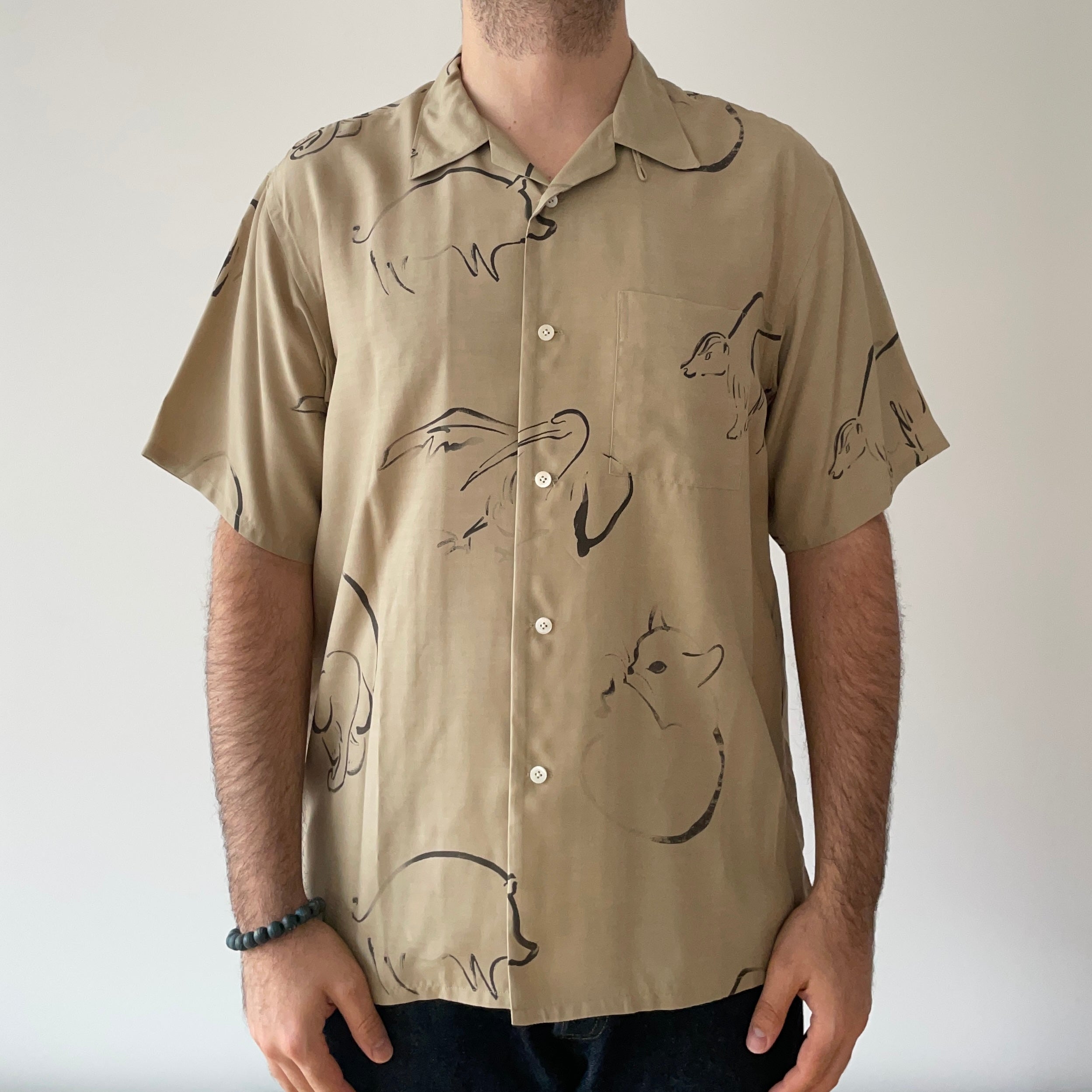 Original Printed Open-Collar Short-Sleeve Shirts – Tempo