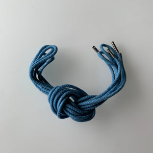 Round Shoelaces with Metal Ends - Light Indigo - Sukumo Natural Indigo Hand-Dyed