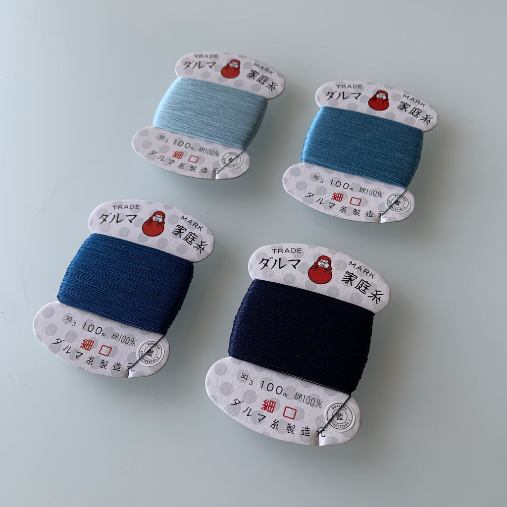 Hand Sewing Cotton Thread in Dark Indigo - Sukumo Natural Indigo Hand-Dyed - Tempo