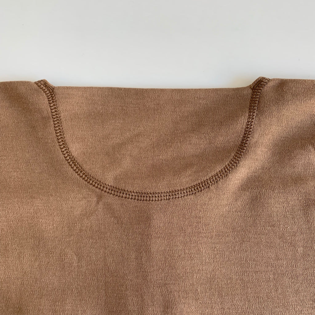 US001 Henley Neck Long Sleeve in Rustic Brown - Tempo
