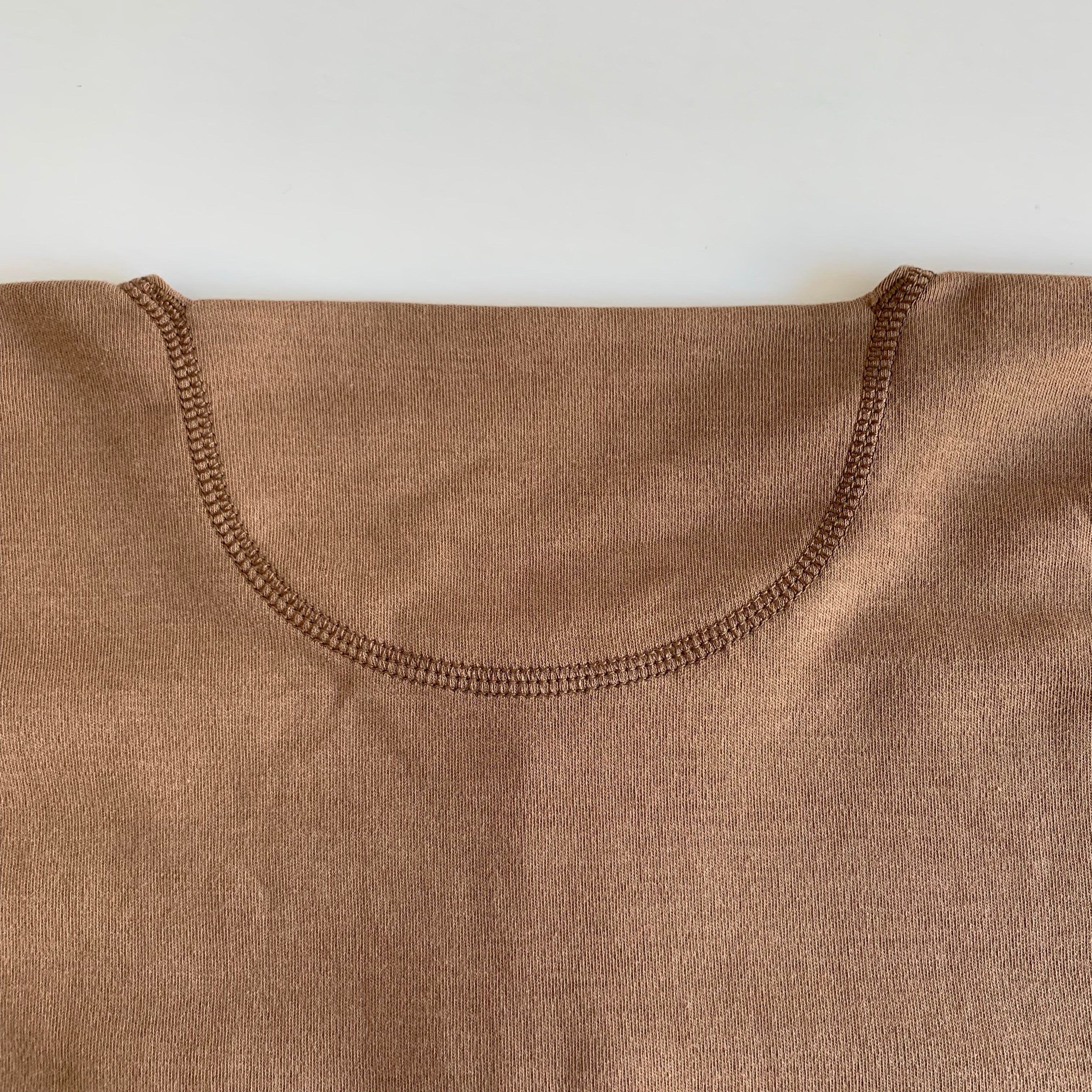 US001 Henley Neck Long Sleeve in Rustic Brown - Tempo