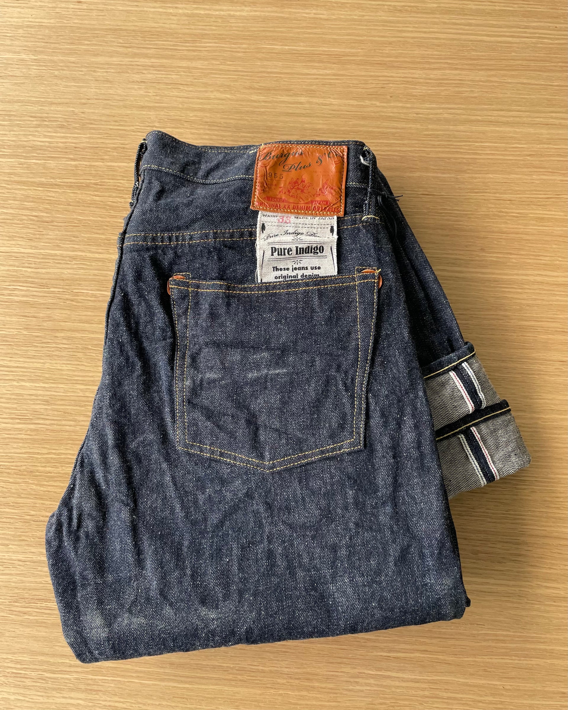 Natural indigo selvedge jeans burgus plus デニム BURGUS PLUS 955 selvedge denim pants Burgus Plus 955-xx Lot 955 14 5oz Natural indian