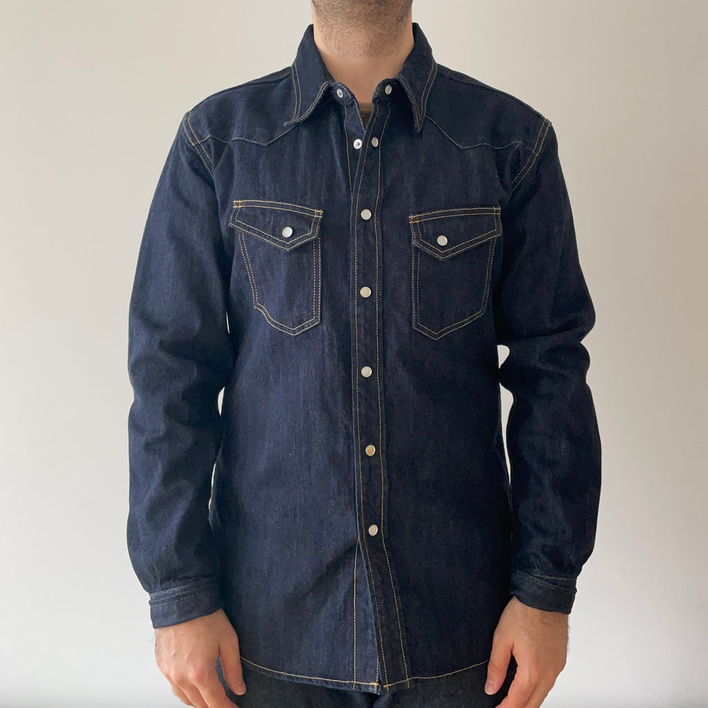 10oz Selvedge Denim Western Shirt in Indigo SDW-001L - Tempo