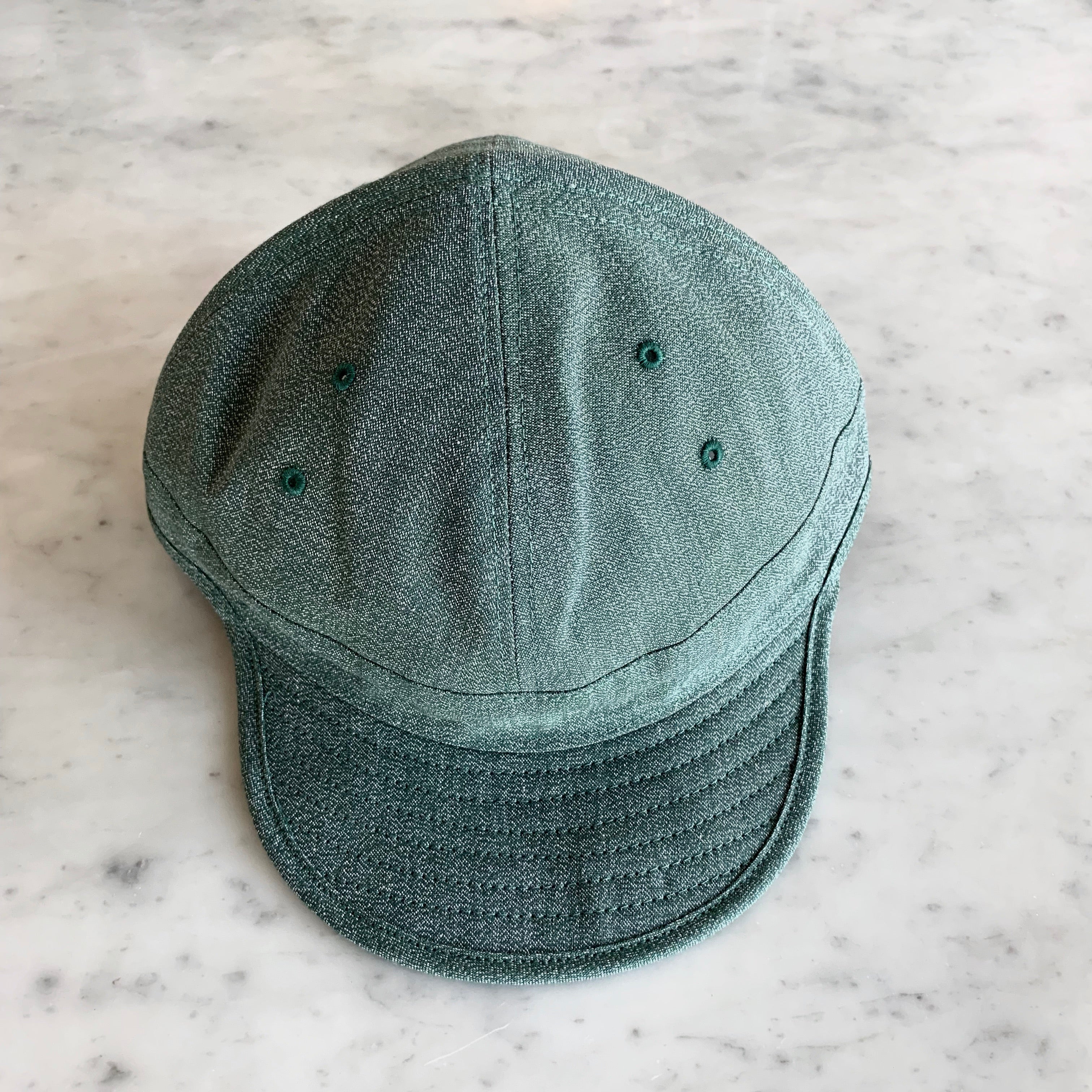 USMC Cap in Heather Green Mock Twist Chambray - Tempo