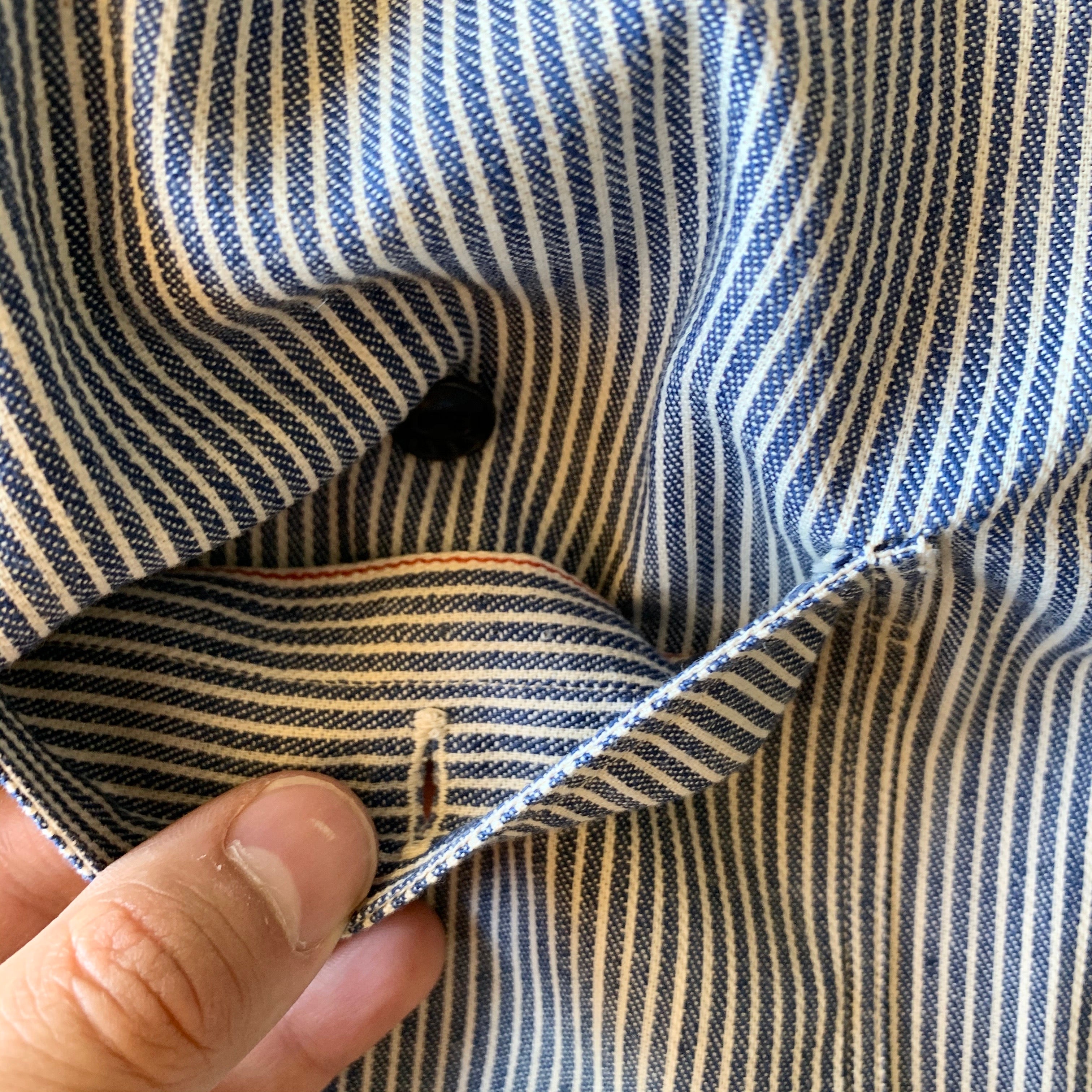 Ragtime Hickory Stripe Triple Stitch Cotton Shirts in Blue