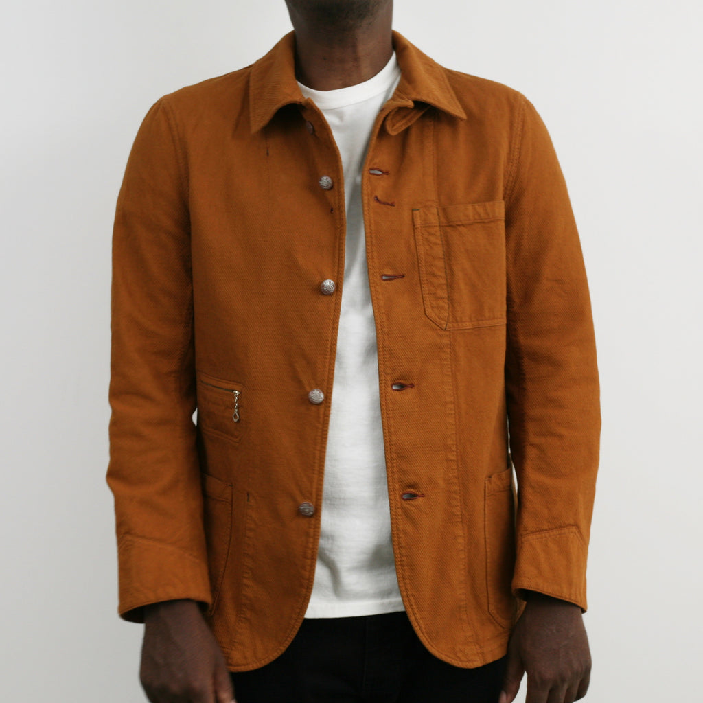 “Birmingham" Cotton Sashiko Coverall Jacket in Brick Overdye - Tempo