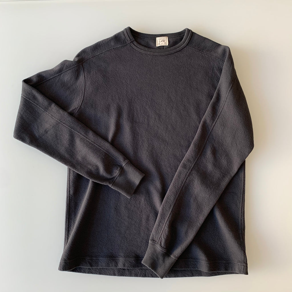 Twill Face Knit L/S Crewneck in Antique Black - Tempo