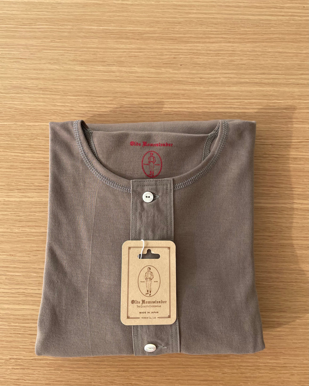 US001 Henley Neck Long Sleeve in Rustic Grey - Tempo