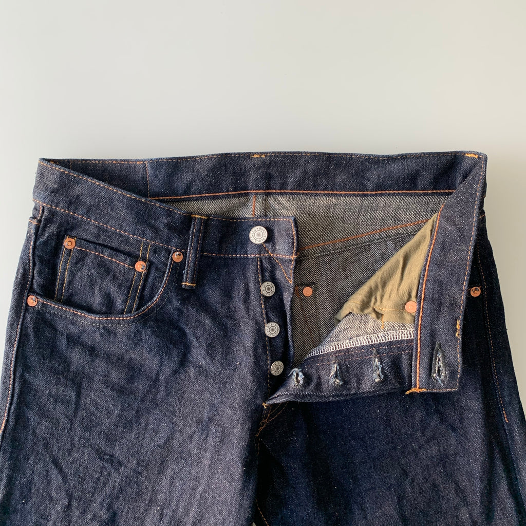 Natural Indigo Red Cast 15.5oz Selvedge Slim Straight Slub Jeans - OW (850) - Tempo