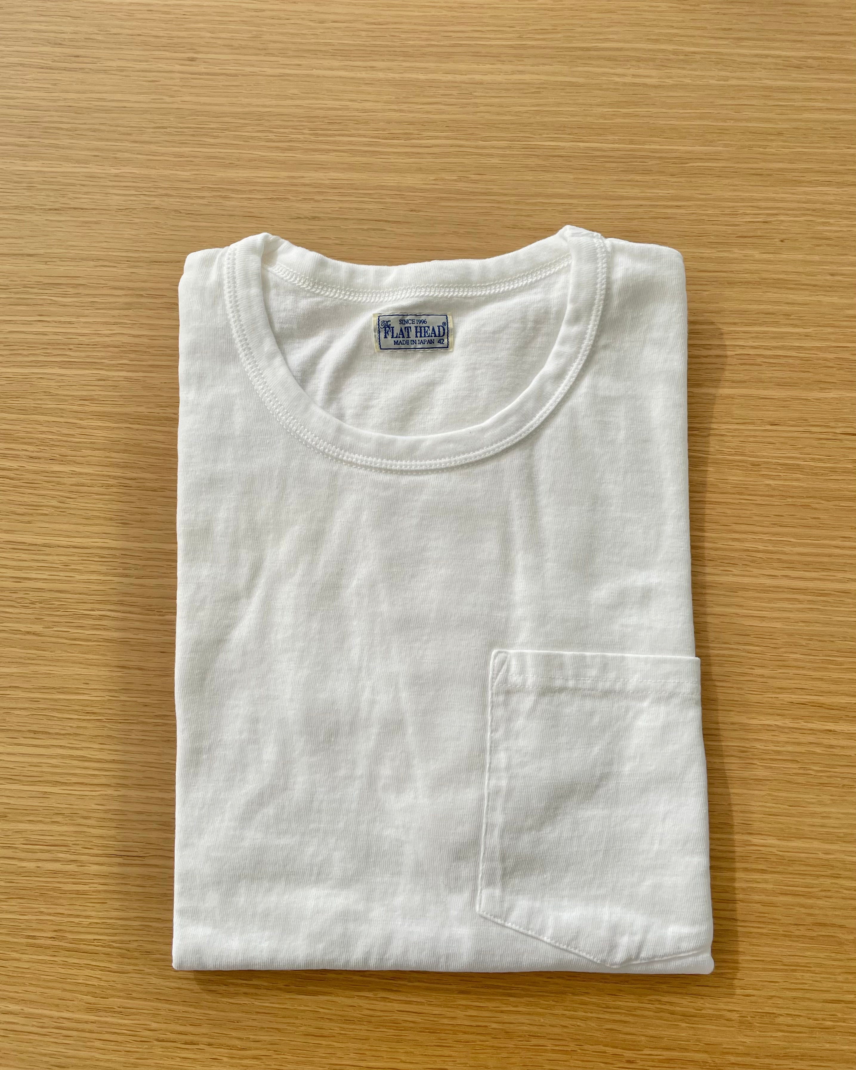 Tsuri-Ami Loopwheel Pocket T-shirt in White - Tempo