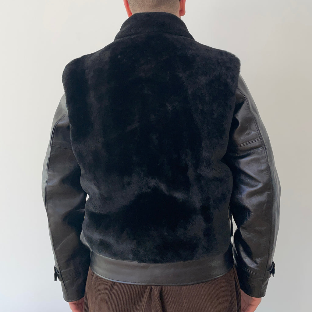 GRIZZLY Shinki Hikaku Veg Tanned Teacore Horsehide & UK Mouton - Black FN-MJ-002 - Tempo