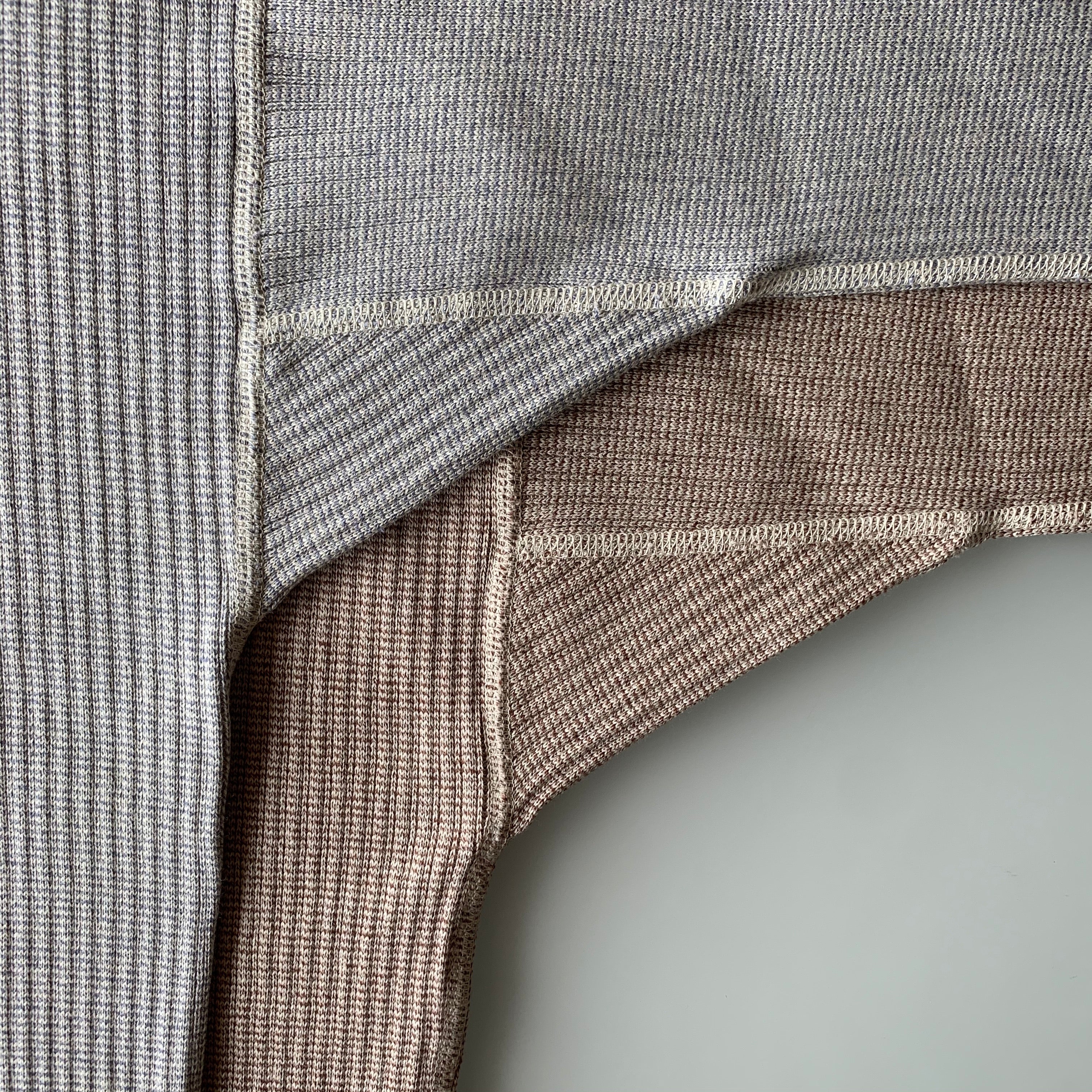 US001 Swedish Army Rib Henley Neck Long Sleeve in Mottled Light Blue - Tempo