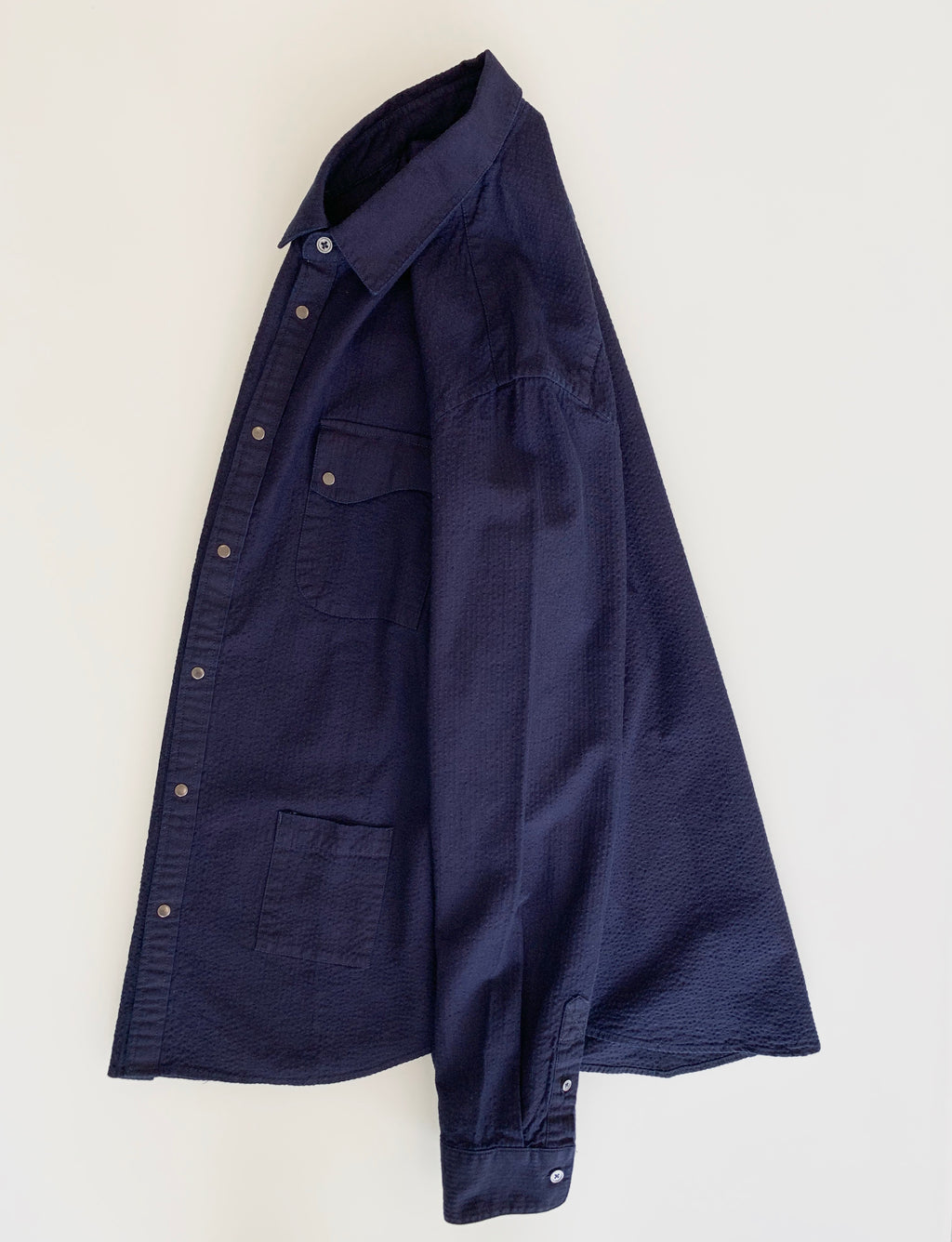 6oz Kuroki Double Indigo Dobby Seersucker Shirt - OW - Tempo