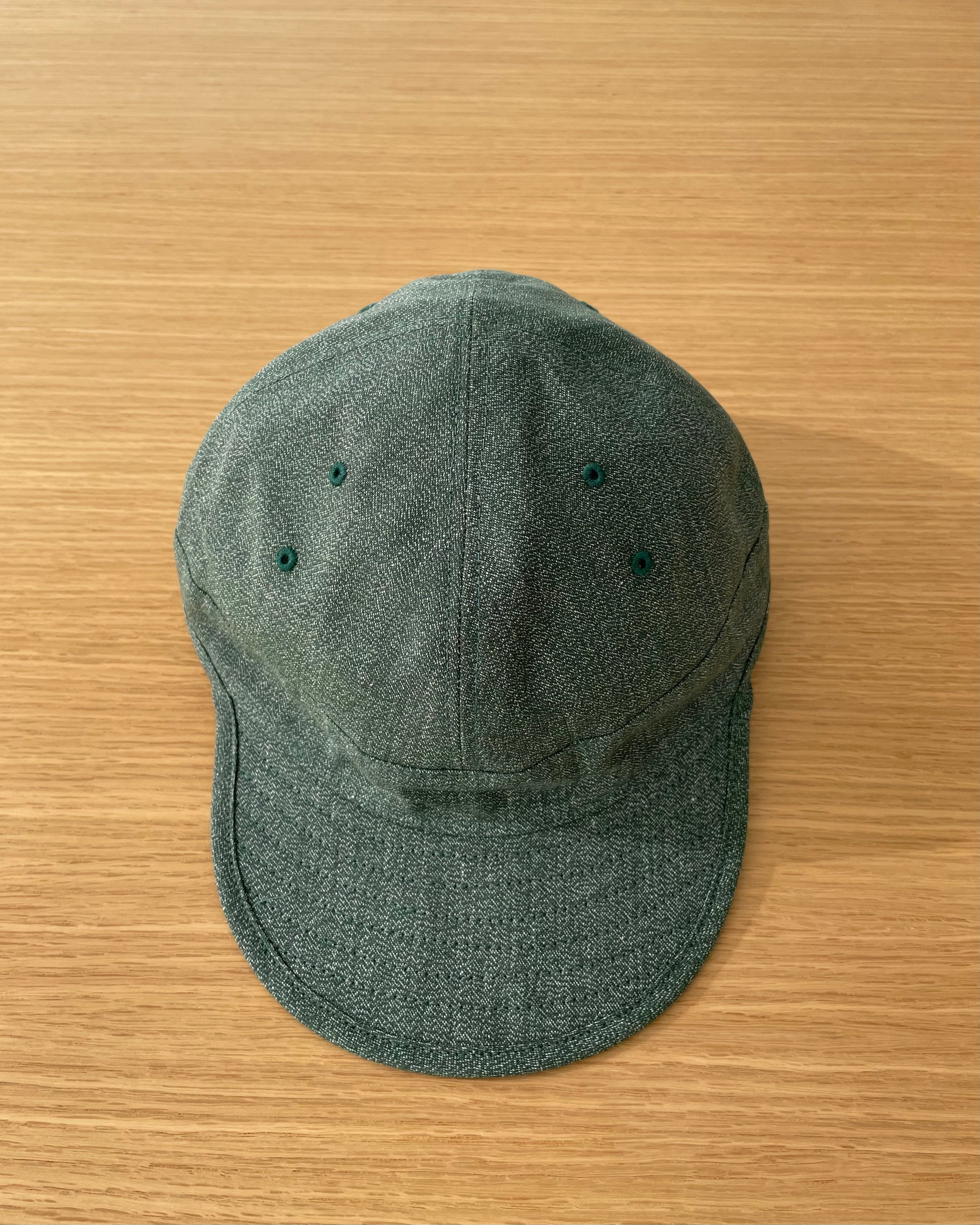 USMC Cap in Heather Green Mock Twist Chambray - Tempo