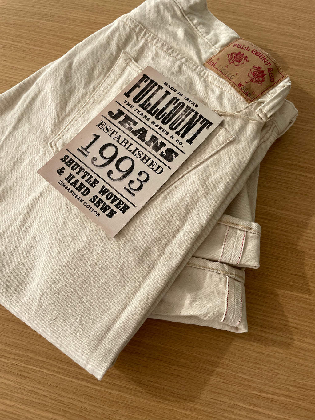 13oz Ecru New Straight Selvedge Denim - Ow - 1108 - Tempo