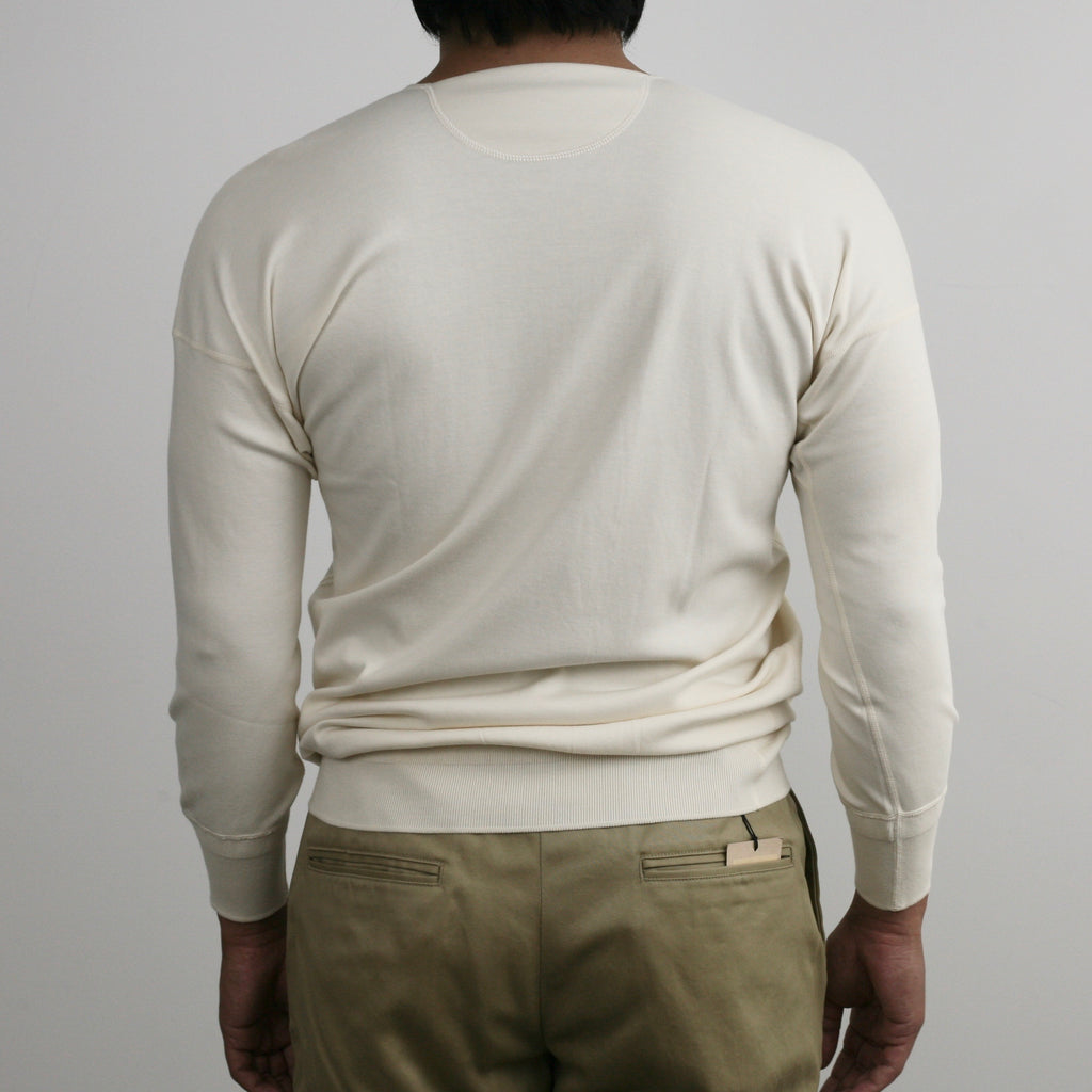 US001 Henley Neck Long Sleeve in Ivory - Tempo