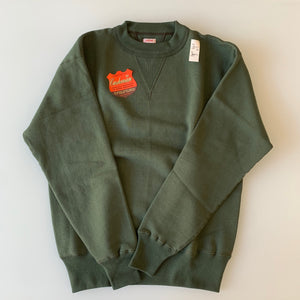 Tsuri-Ami Loopwheel Set-In-Sleeve Sweatshirt in Olive Green